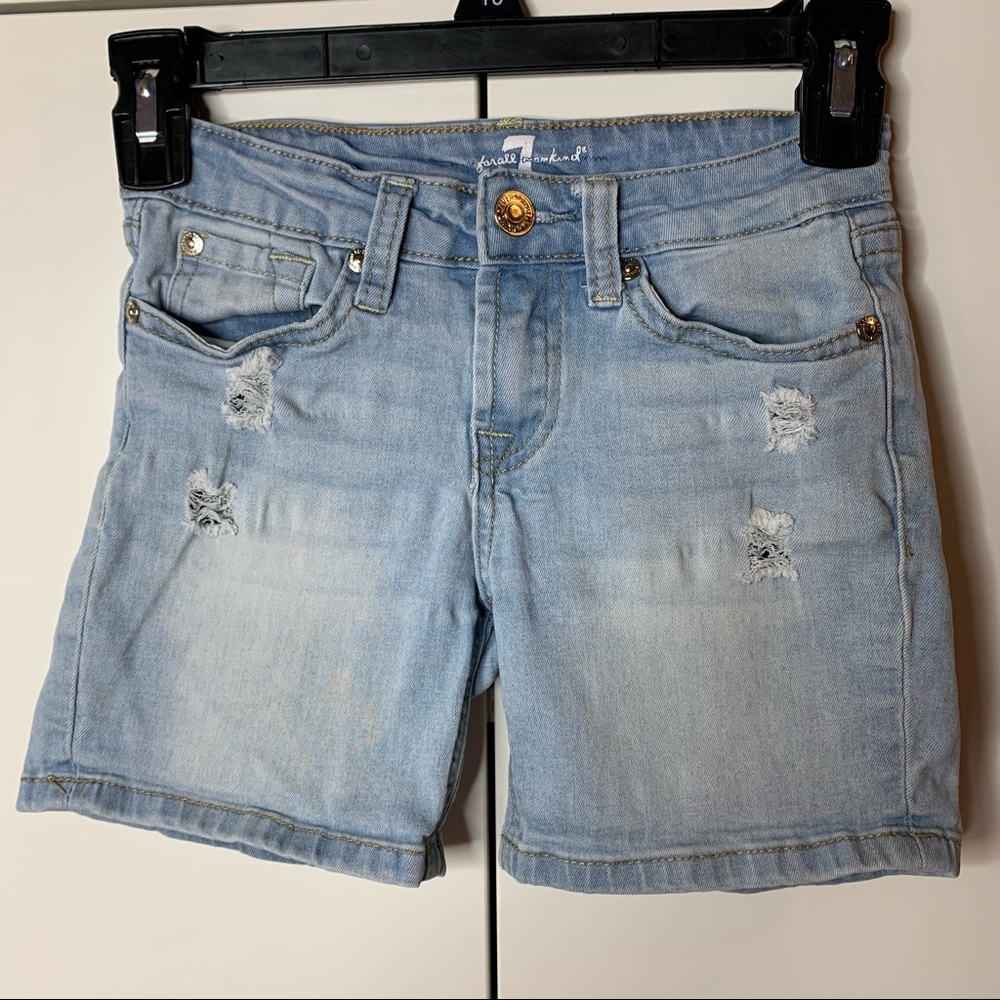 Girl’s 7 For All Mankind Distressed Denim Shorts